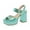 Green, variant on XYD Women Classic Pearl Buckle Ankle Strap Sandals Round Open Toe Chunky High Heels Platform Evening Bridals Shoes Size 5 Green