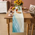 thumbnail image 2 of Teal Beach Coastal Table Runner - 70 Inch Long Summer Ocean Nautical Seaside Cotton and Linen Blended Dress Scarves Farmhouse Table Runner for Kitchen Dining, Coffee Table, 13" x 70", 2 of 8