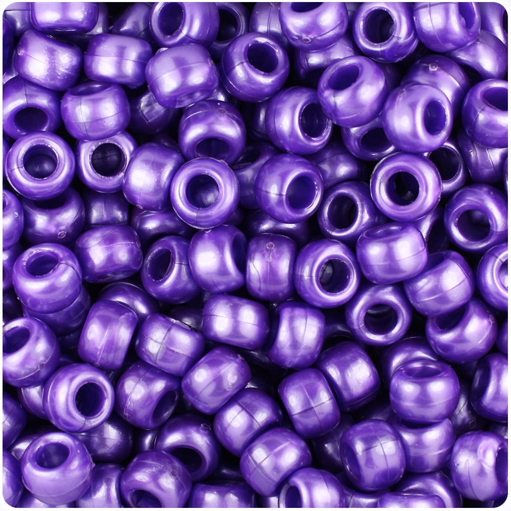 BeadTin Dark Purple Pearl 9mm Barrel Pony Beads (500pc)