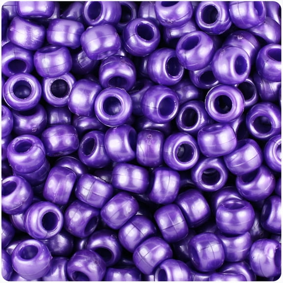 BeadTin Dark Purple Pearl 9mm Barrel Pony Beads (500pc)