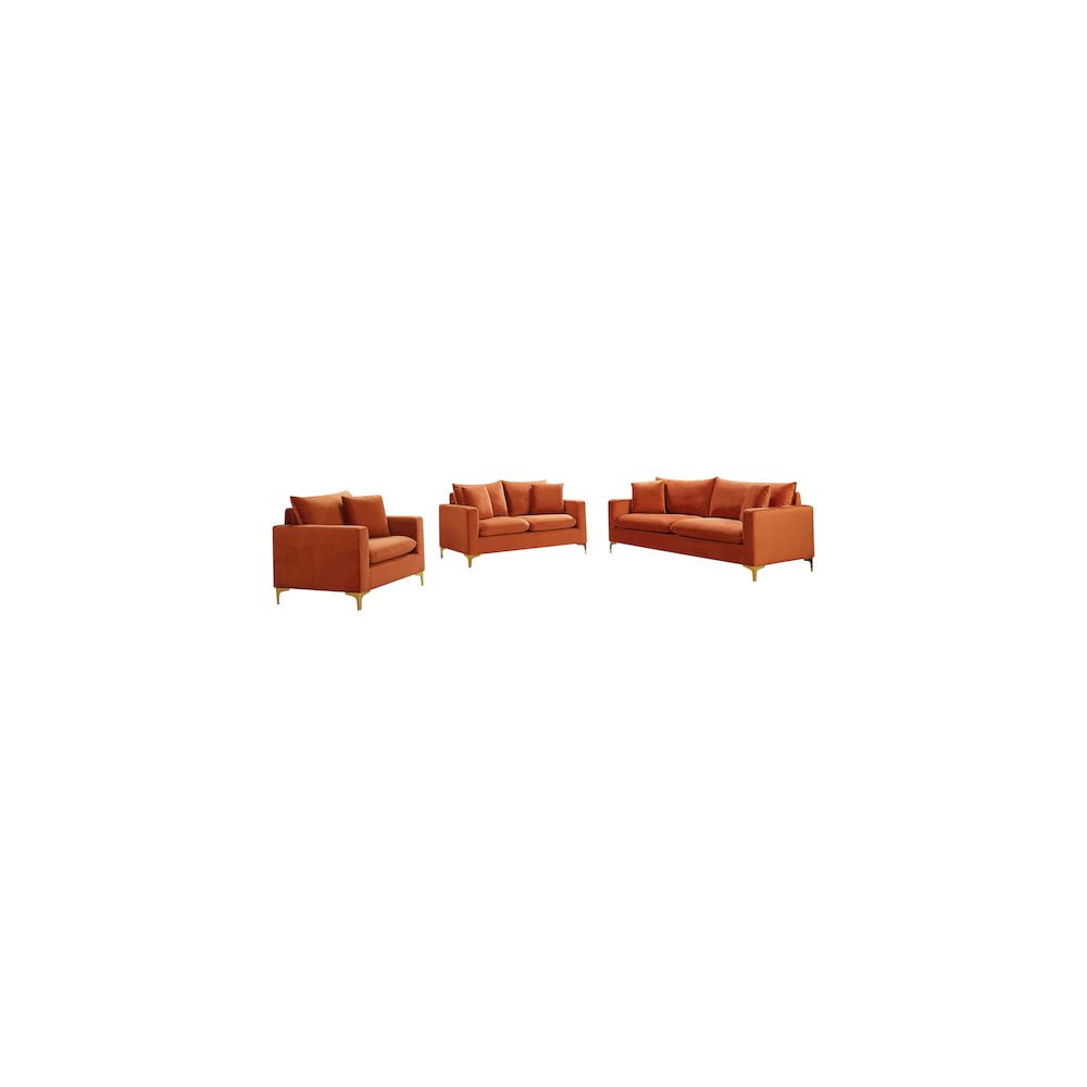 Meridian Furniture Naomi Cognac Velvet Loveseat