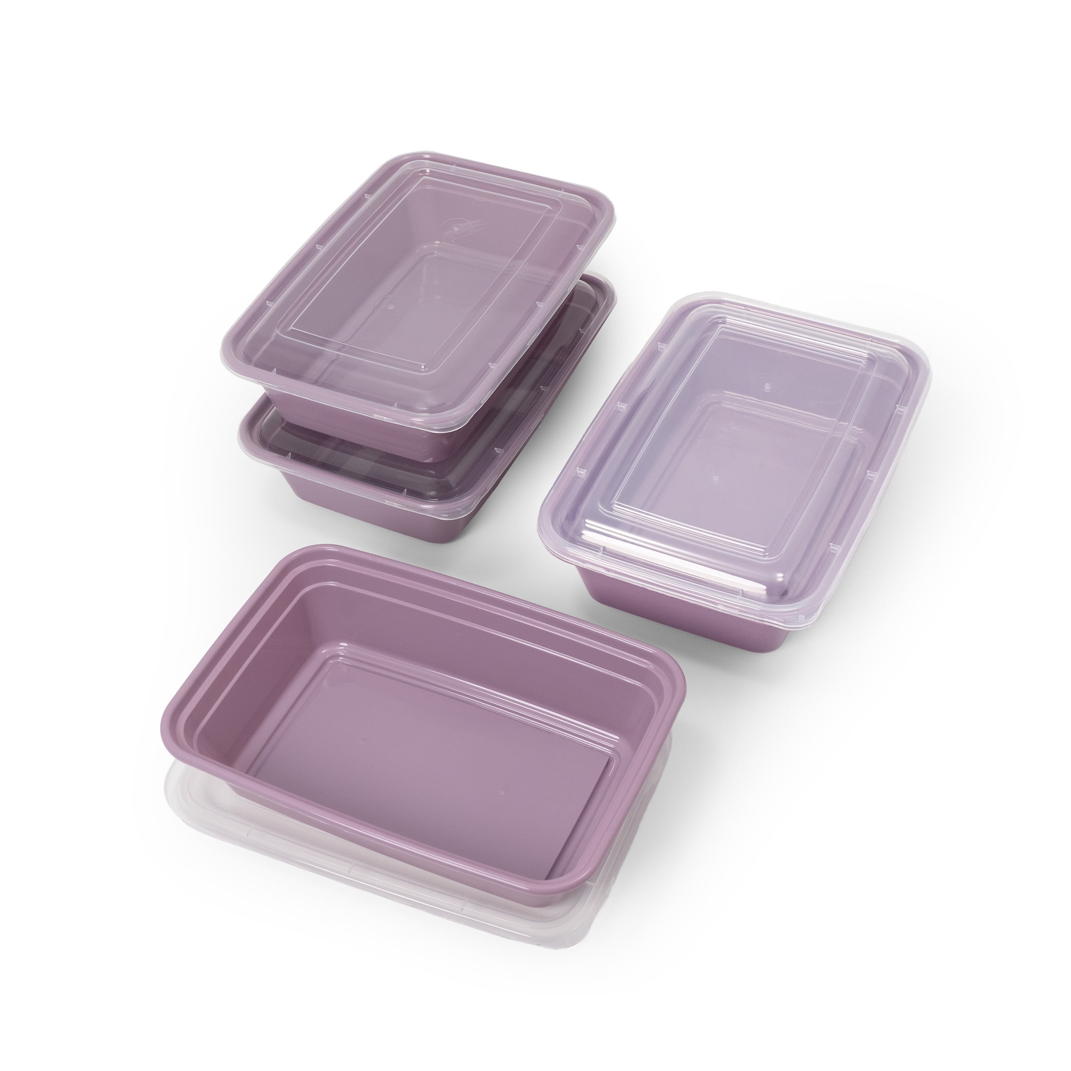 Mainstays 5-Pack 1-Compartment BPA-Free Plastic Meal Prep Food Storage Containers, 1L, Lilac Bloom
