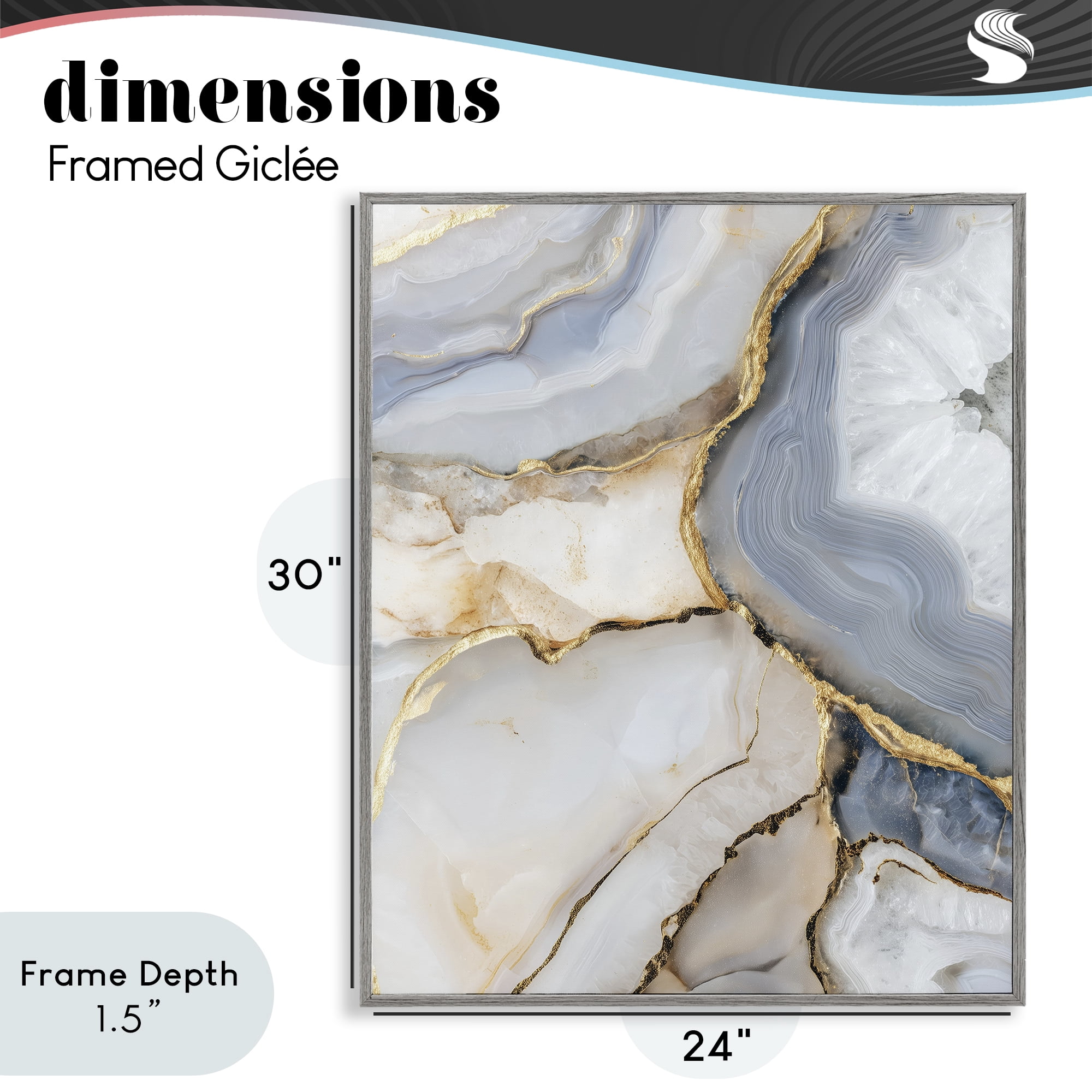 Stupell Industries White And Gray Geode Gray Framed Giclee Art, design by Svetlana Aleynikova