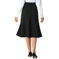 thumbnail image 3 of INSPIRE CHIC Women's Below Knee Lenght High Waist Fishtail Office Midi Skirt L Black, 3 of 5