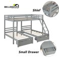 thumbnail image 2 of Bellemave Kids Pinewood Triple Bunk Bed with Guardrail, Gray, 2 of 10