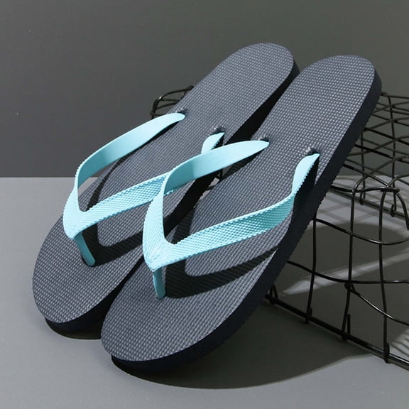 Open Toe Flip Flops For Men Summer Casual Indoor Outdoor Beach Sandals Soft Sole Pool Vacation Daily Comfort Footwear Daily Beach Leisure Soft Walking Feel Blue 7.5