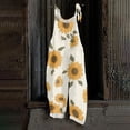 thumbnail image 2 of JULMCOMO Cotton Linen Jumpsuits for Women Floral Print Tie Strap Baggy Summer Outfits Scoop Neck Vacation Comfy Casual Jumpsuits Complexion L, 2 of 7