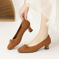 thumbnail image 2 of Xfvqtps Womens Bow Heels Knit Fabric Pumps Block Heel Slip Ons Casual Pointed Toe Shoes Decorative Bow Heels for Women Comfortable & Stylish Everyday Heels, 2 of 6