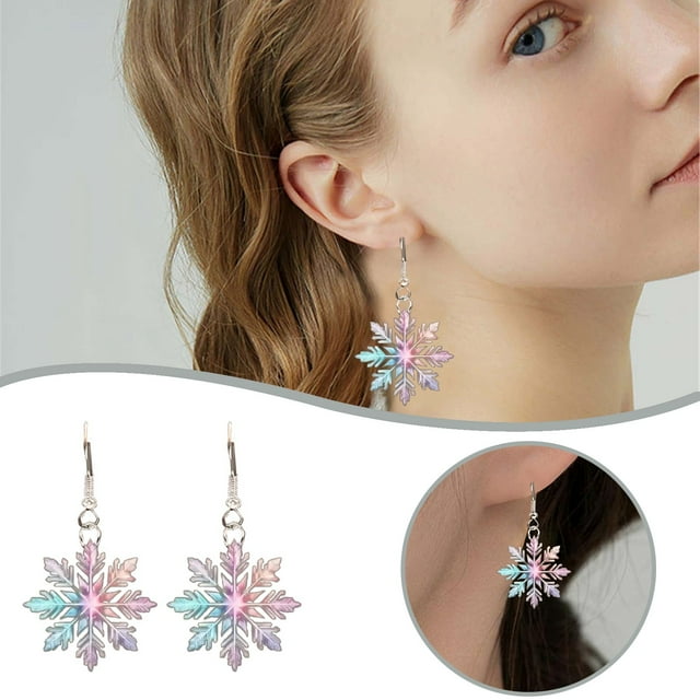 Earrings Color Gradient Snowflake Acrylic Earrings Retro Literary Winter Atmosphere Designs for Unique Style