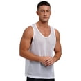thumbnail image 3 of MSemis Men's Mesh Tank Tops Fishnet See Through Breathable Athletic Sportswear White XL, 3 of 7