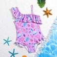 thumbnail image 2 of Shadoumai Girls Swimsuit One Piece Size 12-14 Gingham Ruffle Girls Tankini Swimsuit Quick Drying Contrasting Trim Bathing Suit Ruched Adjustable Strap Swimwear with Cover Up Pants, 2 of 7