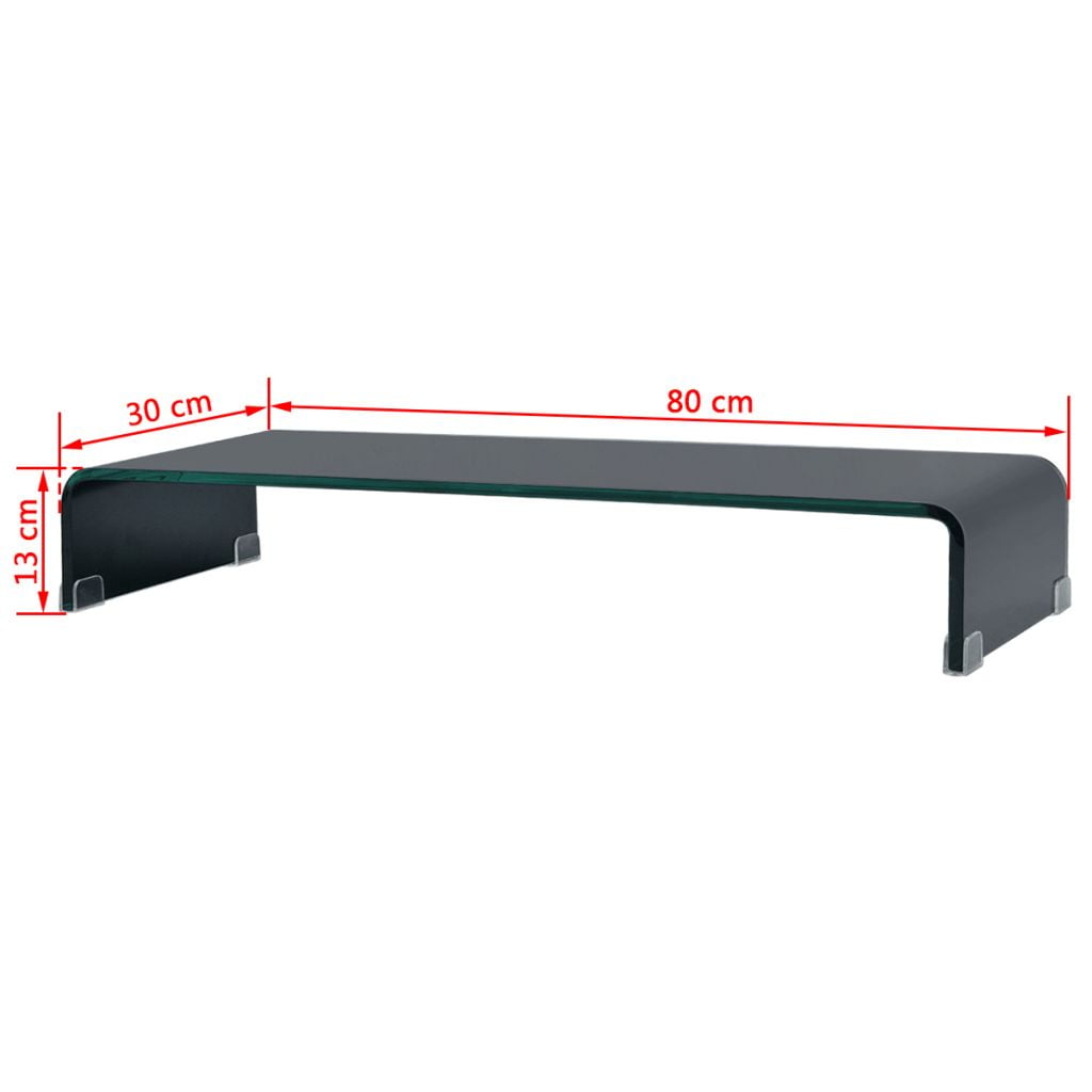 Kepooman Modern Rectangle Glass Computer LCD Desktop Shelf for Bedroom, 31.5" x 11.8" x 5.1", Black Kepooman Modern Rectangle Glass Computer LCD Desktop Shelf for Bedroom, 31.5" x 11.8" x 5.1", Black