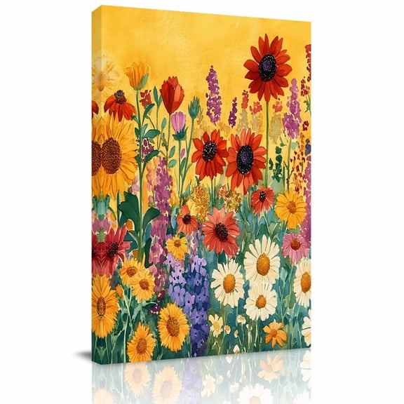 Canvas Wall Art, Colorful Sunflower Framed Canvas Prints for Hallway Living Room, Farmhouse Botanical Floral Extra Large Gallery Wrapped Wall Decor for Home Office, Gifts, 20"x30" Ship Next Day