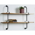 thumbnail image 3 of DecMode Brown Industrial 2 Tier Wood Wall Shelf, 37"W x 29"H, 3 of 14