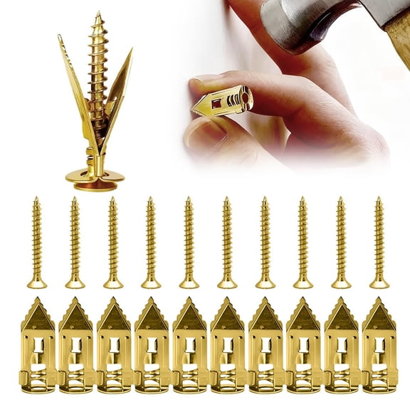 Self Drilling Drywall Anchors with Screws Kit, Upgraded Self-Drilling Anchors Screws, Direct Insertion Expansion Screw Easy Application No Drill or Holes in Wall