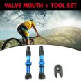 thumbnail image 2 of FLhrweasw 2 Válvulas Presta 48 Mm + Herramienta para Neumáticos Sin Cámara Bicicleta Montaña (azul), 2 of 3