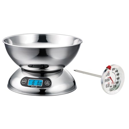 Escali R115 Rondo Stainless Steel Scale and AH1 Oven Safe Meat Thermometer