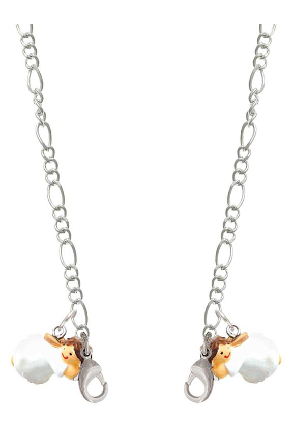 Resin Flying Angel Silvertone Face Mask Necklace