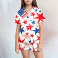 thumbnail image 2 of Sgkm Girls Summer Outfits Cute Patriotic Print Girls Short Sleeve Shorts Set Home Wear Soft Independence Day Outfits for Toddler Kids, 2 of 5