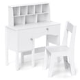 thumbnail image 1 of Gymax Kids Study Desk & Chair Set Children Wooden Craft Table w/ Chair & Hutch White, 1 of 9