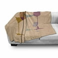 thumbnail image 2 of Merlot Soft Flannel Fleece Throw Blanket, Wine Glasses Silhouette Martini Glass Grain Look Print, Cozy Plush for Indoor and Outdoor Use, 70" x 90", Peach Multicolor, by Ambesonne, 2 of 5