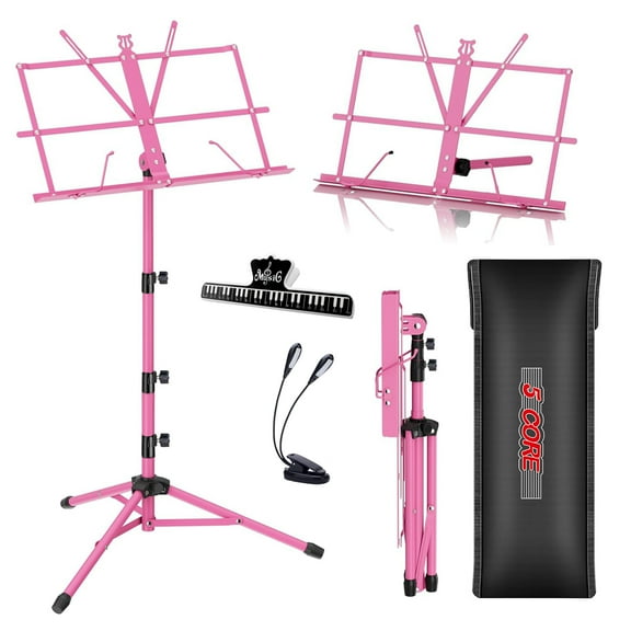 5 Core Music Stand Adjustable Desktop Book Stands Portable Sheet Holder All Metal Foldable Bookstand