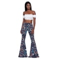 thumbnail image 4 of Pantalones ajustados acampanados de mujer con estampado de moda, pantalones de algodón puro, 4 of 6