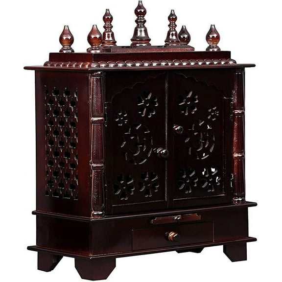 Indian Handicrafts Export Home Temple, Wooden Temple, Pooja Mandir for Home (Medium-18 X 12 X 24 (Wxdxh) Inch, Walnut)