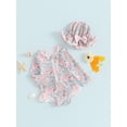 thumbnail image 4 of Baby Girl Rash Guard Swimsuit Long Sleeve Floral Print Bathing Suit Infant Swimwear with Bowknot Sun Hat, 4 of 10