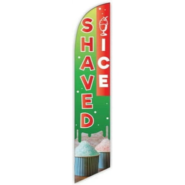 Cobb Promo Shaved Ice Green Advertising Feather Flag 12ft - Replacement Flag Only Without Poleset