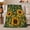 Bee and Sunflowers, variant on Sunflower Bee Medallion with Honeycomb Leaves, Cheerful Botanical Art for Bee Lovers, Garden Pollinator Motif Cozy Flannel Blanket, Mother's Day Gift for Sunroom and Reading Nook Home Decor