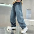 thumbnail image 2 of lnmuld Jeans for Boys Loose Fit Denim Trousers Casual Streetwear Wide Leg Jeans for Kids Comfortable Daily Wear Size:6-7 Years, 2 of 9