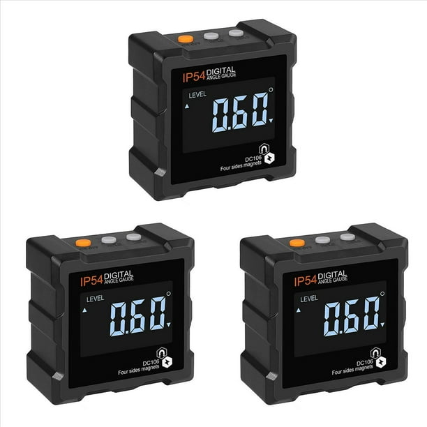 3piezas 4 X 90 Grados (0-360 Grados) Medidor de ÁNgulo MagnéTico ElectróNico Digital Luz de Fondo Caja de Digital Medidor de Bisel de Transportador