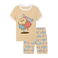 thumbnail image 5 of WIBACKER 4 Pieces Little Girls Pajamas Summer Short Sets Donut Sleepwear Cotton Toddler Dancing Girl Pjs Size 2-9 Years, 5 of 12