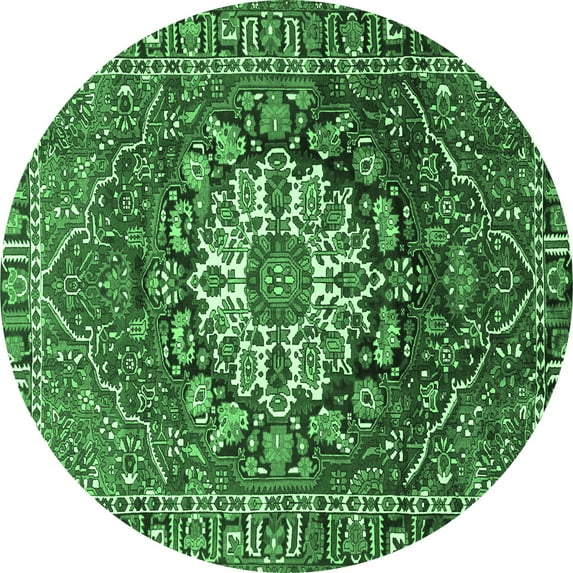 Ahgly Company Indoor Round Persian Emerald Green Traditional Area Rugs, 8' Round