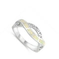 thumbnail image 4 of CHOOSE YOUR COLOR White Simulated Opal Greek Key Criss Cross Knot Ring Sterling Silver Band CZ Female Size 8, 4 of 4