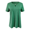 thumbnail image 6 of Women's Casual Solid Color Keyhole Round Neck Loose Short Sleeve T Shirt Top Womens Solid Color Top Womens Long Sleeve Athletic Shirt Short Sleeve T Shirts Women Space T Shirt Active Shirt Woman Large, 6 of 6