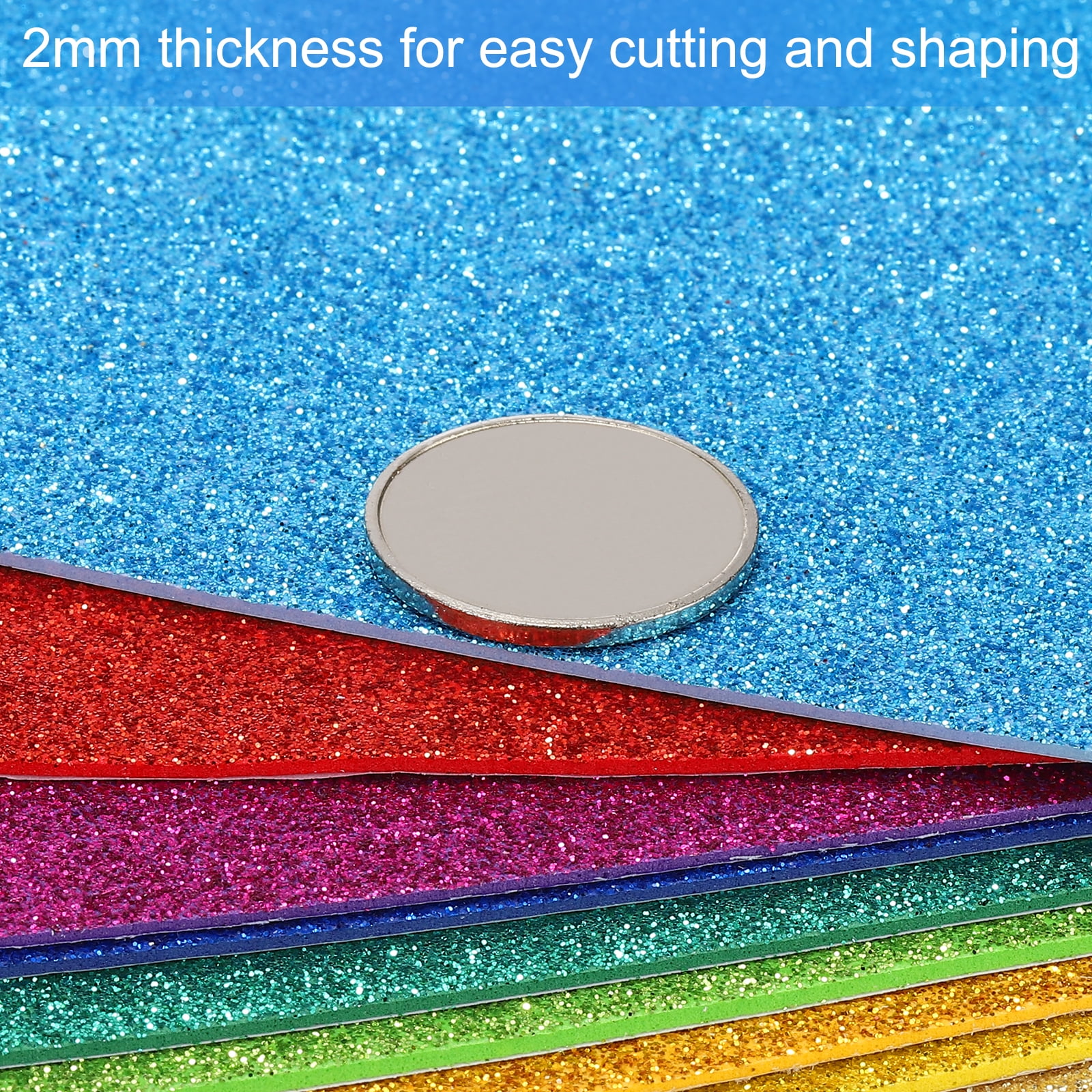 Uxcell 2mm(1/10") Thick Non Adhesive Glitter Foam Sheet 16x24inch(40x60cm) Black, EVA Shiny Foam Board for Craft, 6 Pcs
