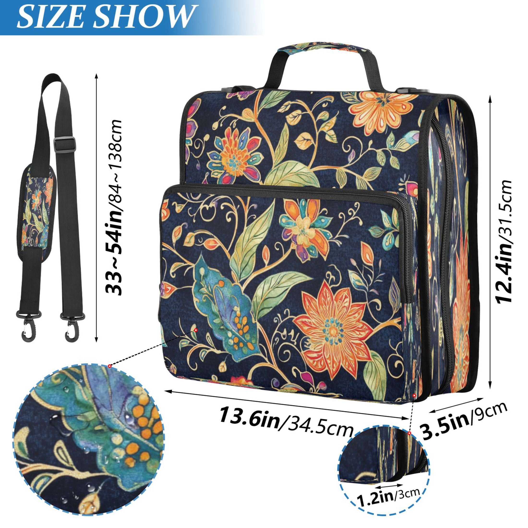 YAZAOO Zipper Binder trapper keeper Documents Organized Design Floral Harmony Printed