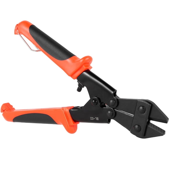 Vensio -8 Inch Mini Bolt Cutters with Heavy Duty Compound Leverage, High Strength Chromium-Vanadium Steel Wire Croppers with Ergonomic Anti-Slip Handle, Black Orange
