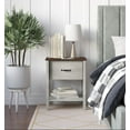 thumbnail image 2 of Home Design Sana Nightstand with Pull-Out Drawer and Open Shelf, White Oak/Brown, Easy Assembly (Set of 2), 2 of 8