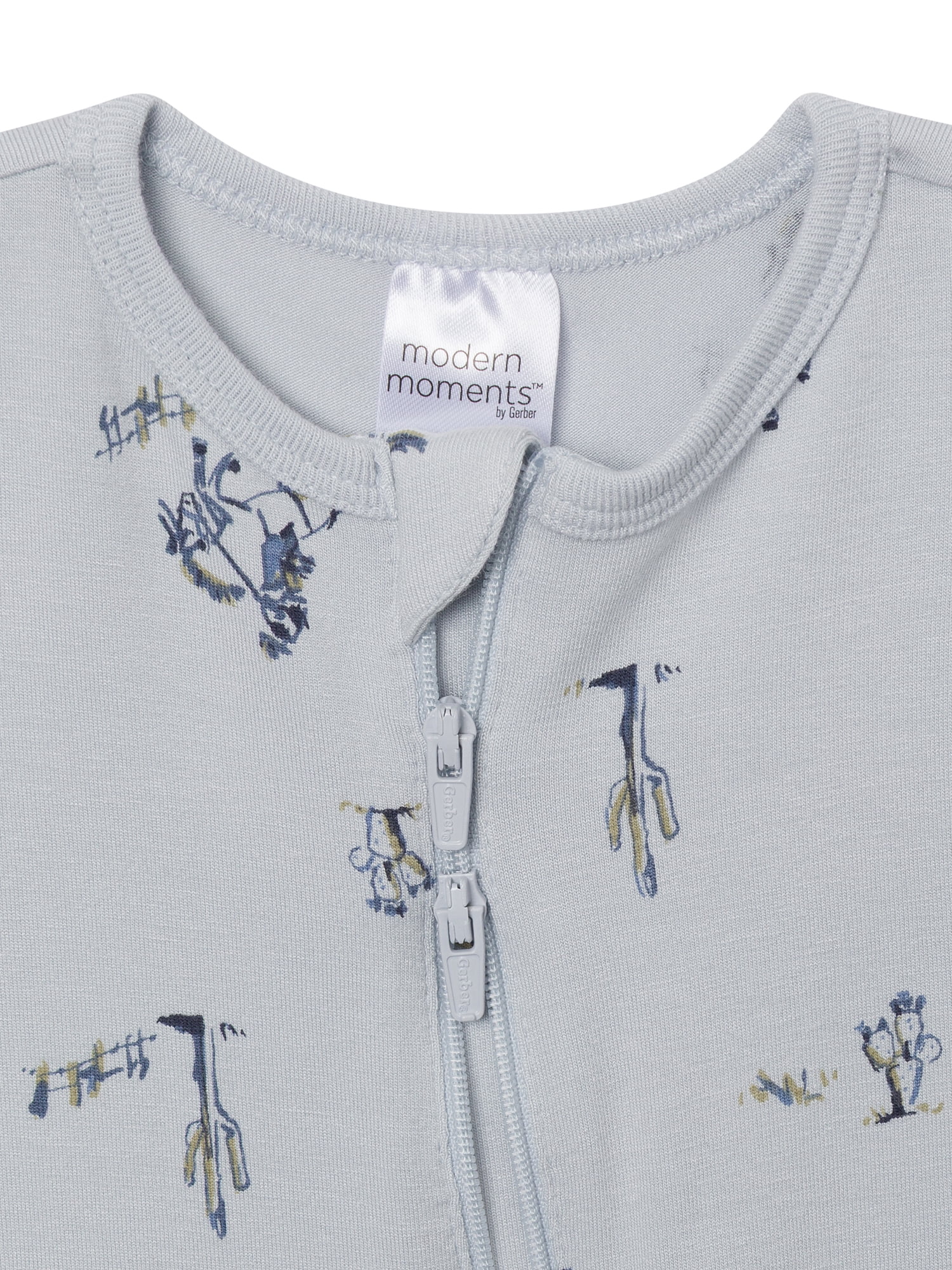 Modern Moments by Gerber Neutral Two-Way Zip Viscose Sleep ´N Play Footed Pajama , Sizes Newborn - 6/9 Months