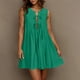 thumbnail image 1 of mfyjkho Vestidos para mujer, Vestido plisado informal sin mangas con cuello redondo y cordones para mujer Vestidos maxi para mujer s, 1 of 9