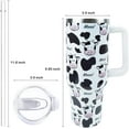 thumbnail image 2 of 40 oz Tumbler with Handle and Straw, Stainless Steel Insulated Cup with Leak Proof Lid and Straw Lid, Keep Drinks Cold and Hot for Hours（Cow）, 2 of 5