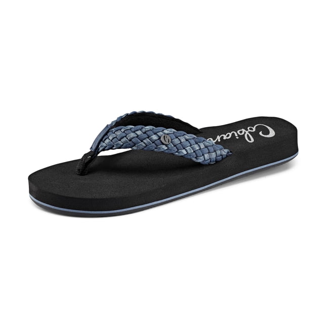 Sandalia Cobian Braided Bounce Flop para mujer, color índigo
