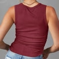 thumbnail image 3 of WBQ Womens Ribbed Tank Tops Summer Sleeveless High Neck Casual Slim Fitted Basic Knit Shirts Side Ruched Top S-2XL, 3 of 5