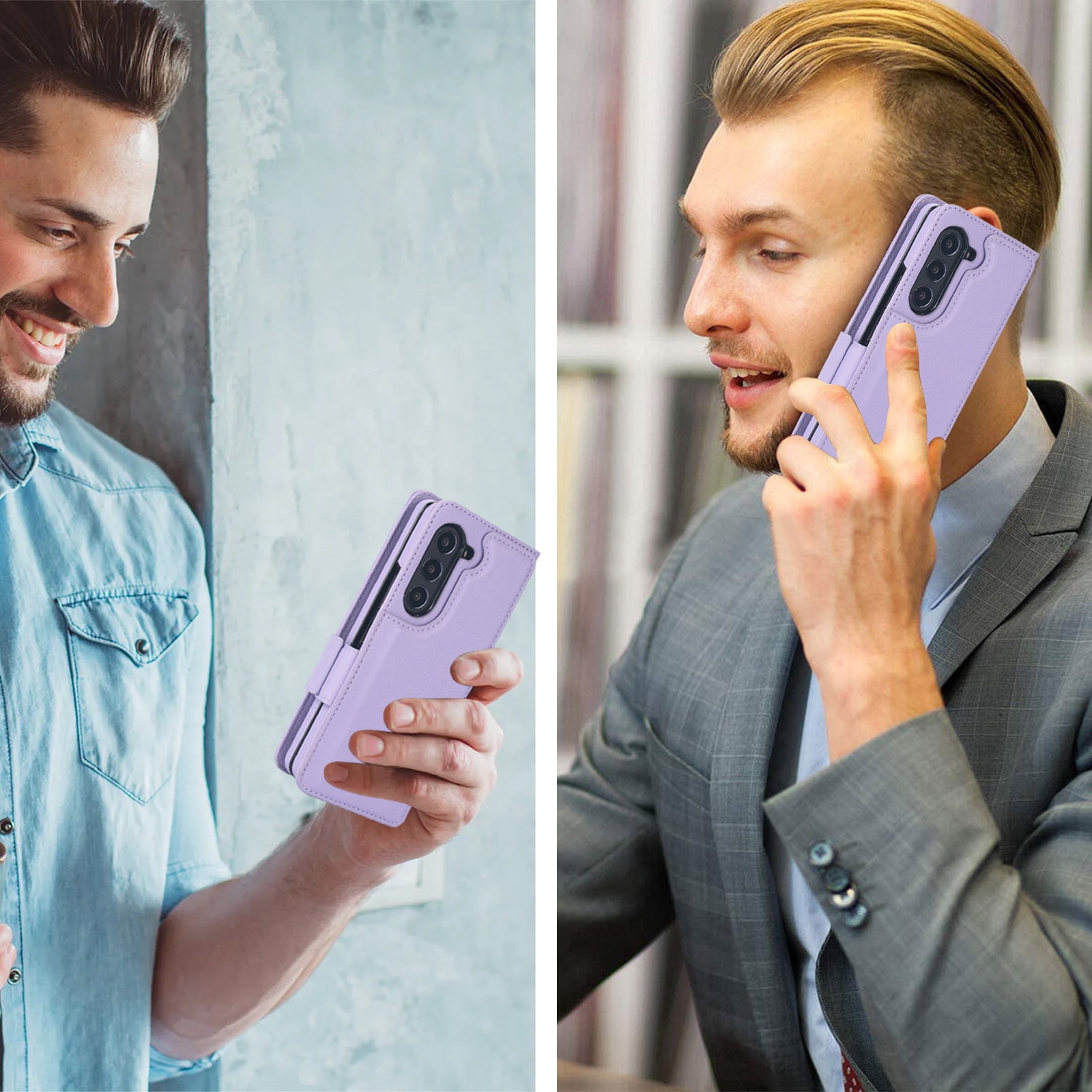 Wallet Case for Samsung Galaxy Z Fold 7 with S-Pen Holder and Credit Card Slots, Premium PU Leather RFID Blocking Magnetic Closure Flip Phone Case Cover for Samsung Galaxy Z Fold 7, Purple
