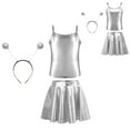 thumbnail image 7 of iiniim Alien Costume for Girls Metallic Dress Alien Holographic Cami Top with Pleated Skirts and Hair Hop Silver 12, 7 of 7