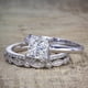 thumbnail image 3 of JeenMata Juego de Anillos de Boda Estilo Princesa de 2 Quilates - Juego de Novia - Juego de Trío de Boda - Anillo de Compromiso - Anillo Art Déco - Anillo de Promesa - Plata Esterlina, 3 of 7