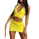 thumbnail image 3 of TRKIYQC Chaleco Sexy para Mujer y Traje de Falda Moda Color Sólido con Cordones Halter Tops y Falda Corta Ajustada TRKIYQC moderno, 3 of 9